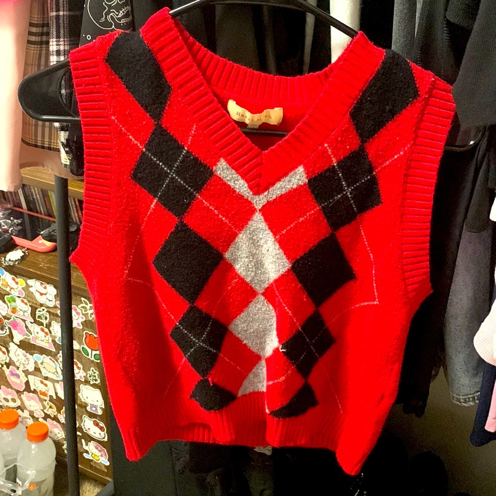 Black and red Hazel Moon sweater vest